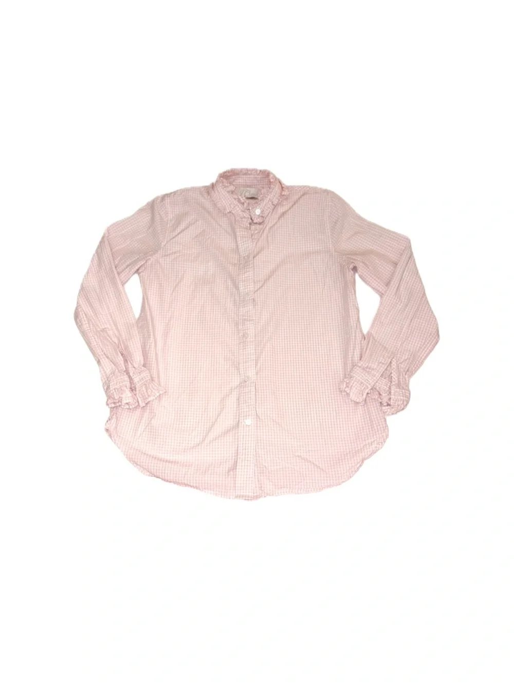 J.Crew Classic-Fit Ruffleneck Gingham Shirt Pink – Size 4